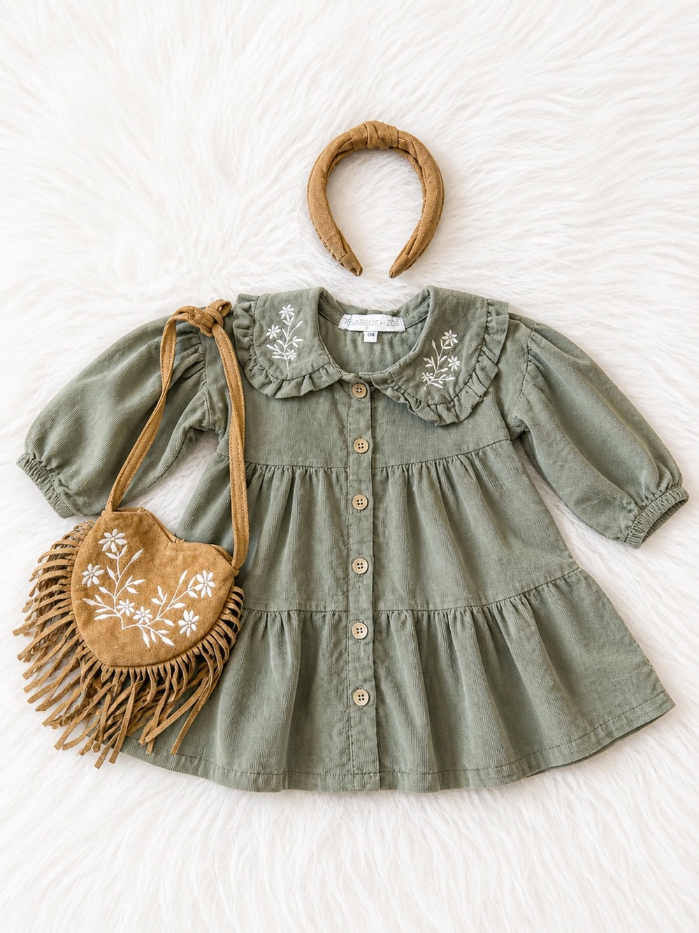 Rachel Zoe Boho Fringe Heart Crossbody Bag w Headband Set Baby